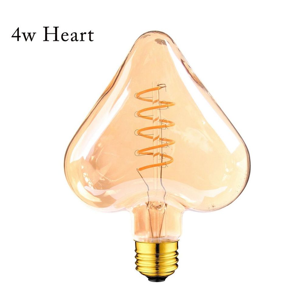 3 Pack LED Soft Light Heart E27 4W Filament Glass Retro Warm White~1016
