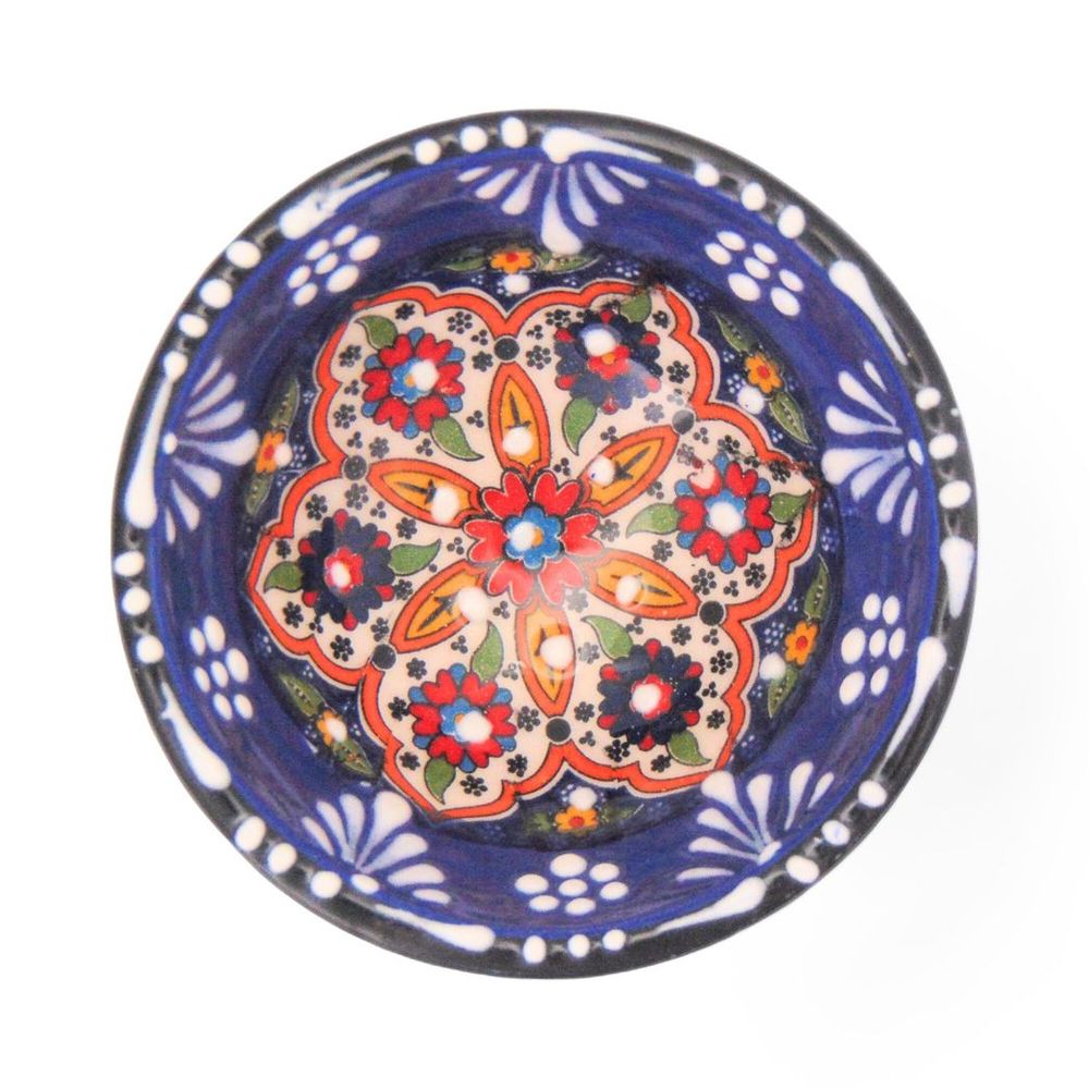 Handmade Ceramic Bowl Mexican — Navy