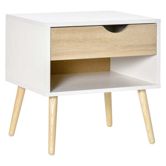 Bedside Table with Drawer and Shelf
