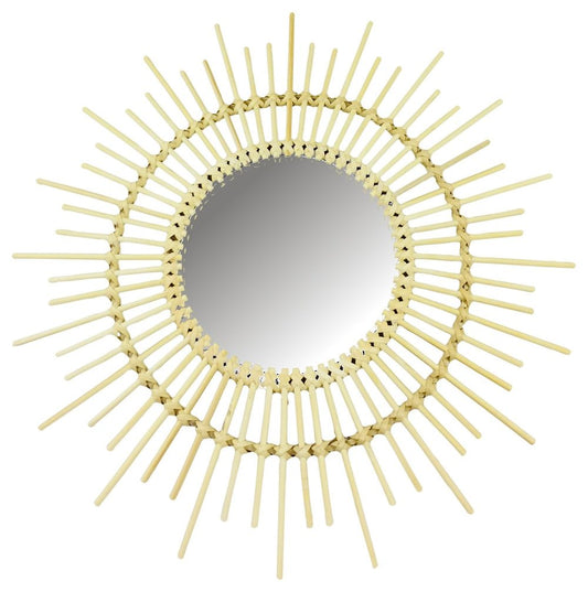 Sun-Shaped Rattan Mirror
