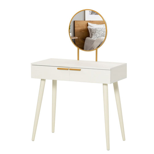 Modern Dressing Table with Round Mirror