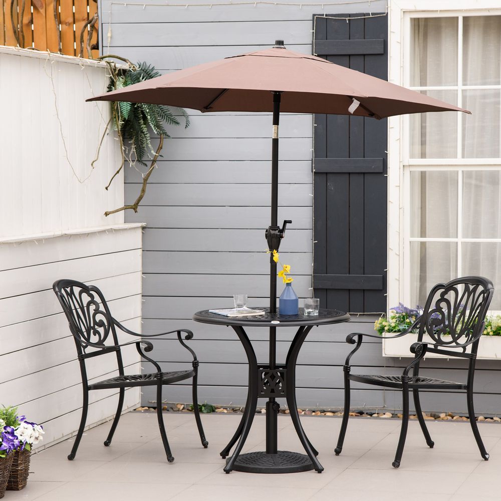 Round Garden Dining Table with Parasol Hole — Cast Aluminium