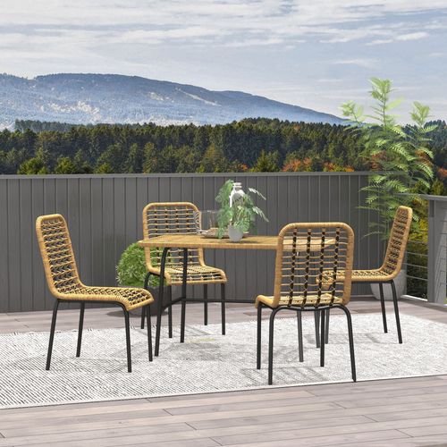 Outsunny 4 Seater Rattan Garden Furniture Set w/ Tempered Glass Tabletop
