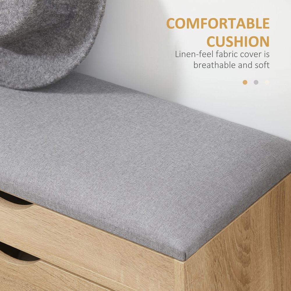 Entryway Shoe Bench with Cushion, Storage Cabinet