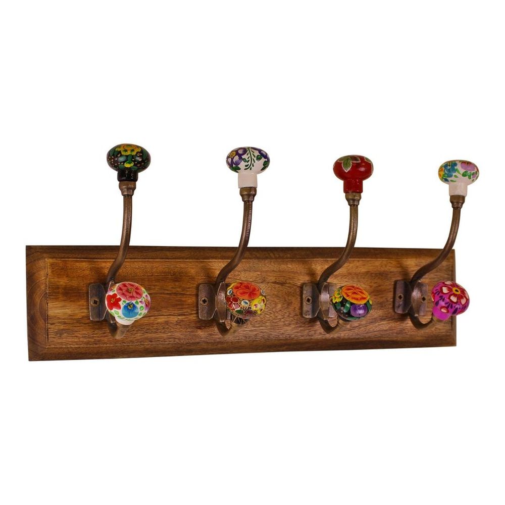 Mexican Floral Ceramic Hooks Coat Rack