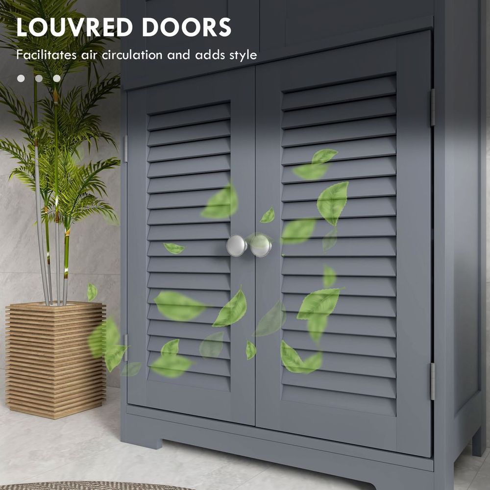 Bathroom Storage Cabinet with Louvred Doors