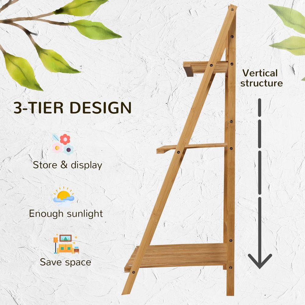 3 Tier Bamboo Plant Stand — Foldable