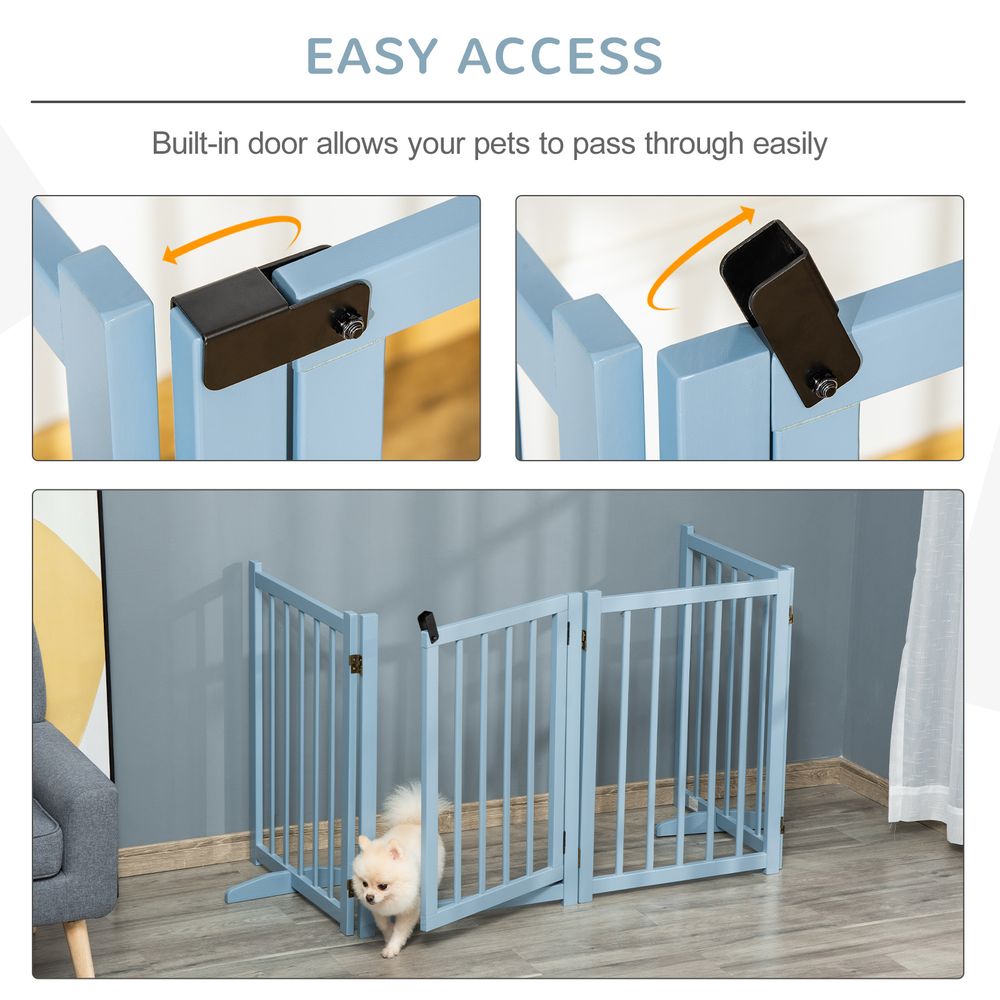 Wooden Foldable Dog Safety Barrier — Blue Grey