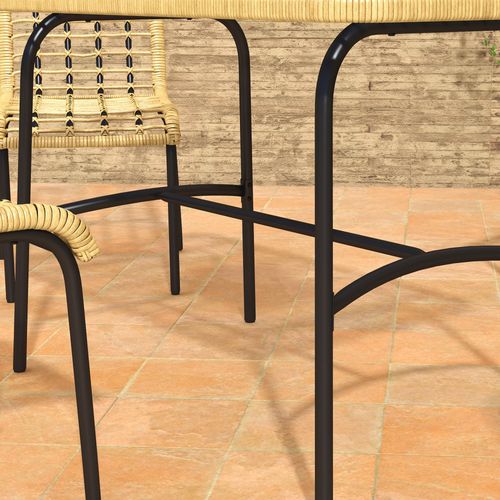 Outsunny 4 Seater Rattan Garden Furniture Set w/ Tempered Glass Tabletop