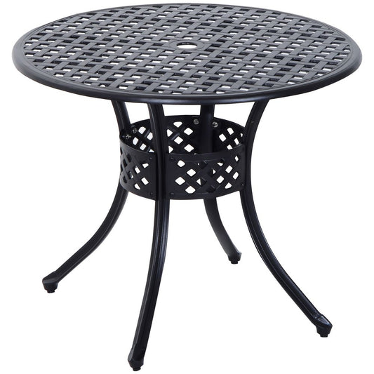 Round Aluminium Outdoor Garden Dining Table — Black