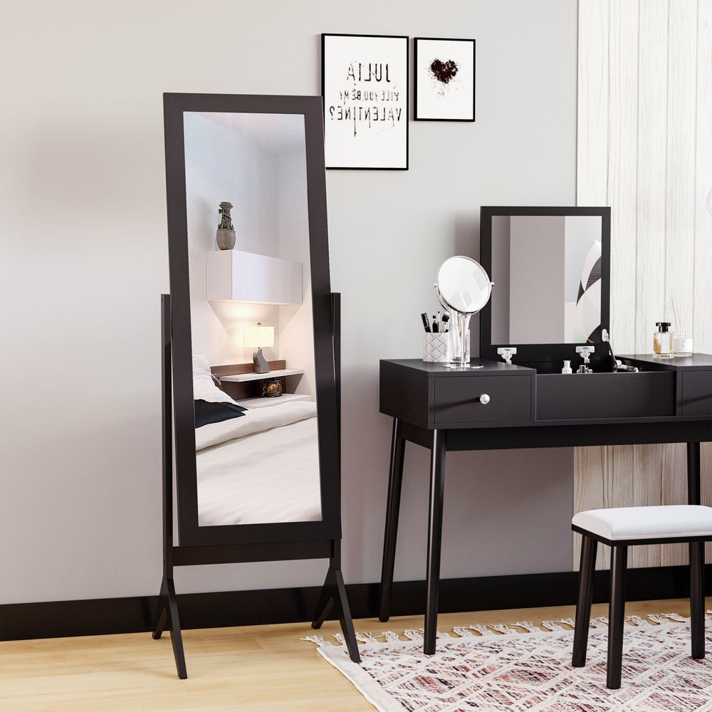 Freestanding Dressing Mirror — Dark Brown Frame