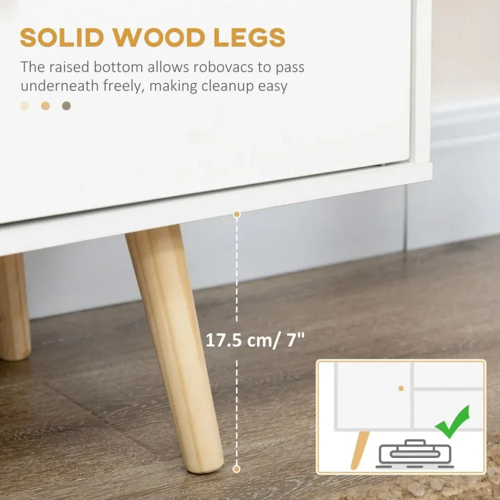 TV Stand Cabinet with Cable Management and Wood Legs