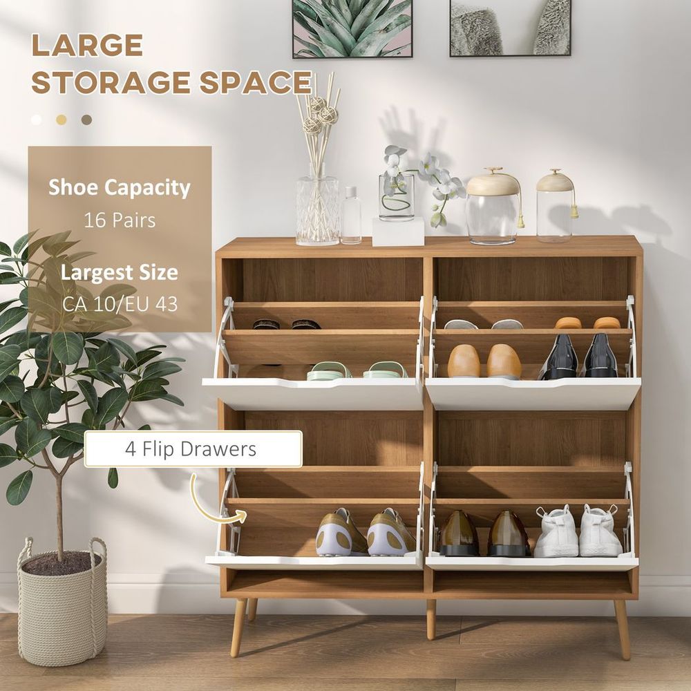 Shoe Storage Cabinet with 4 Flip Drawers