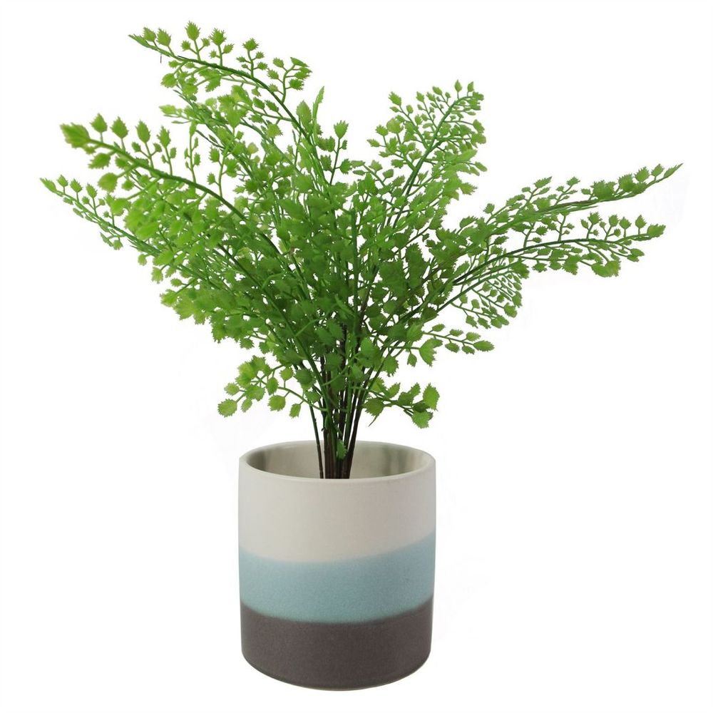 Sand Stripe Ceramic Planter — Blue