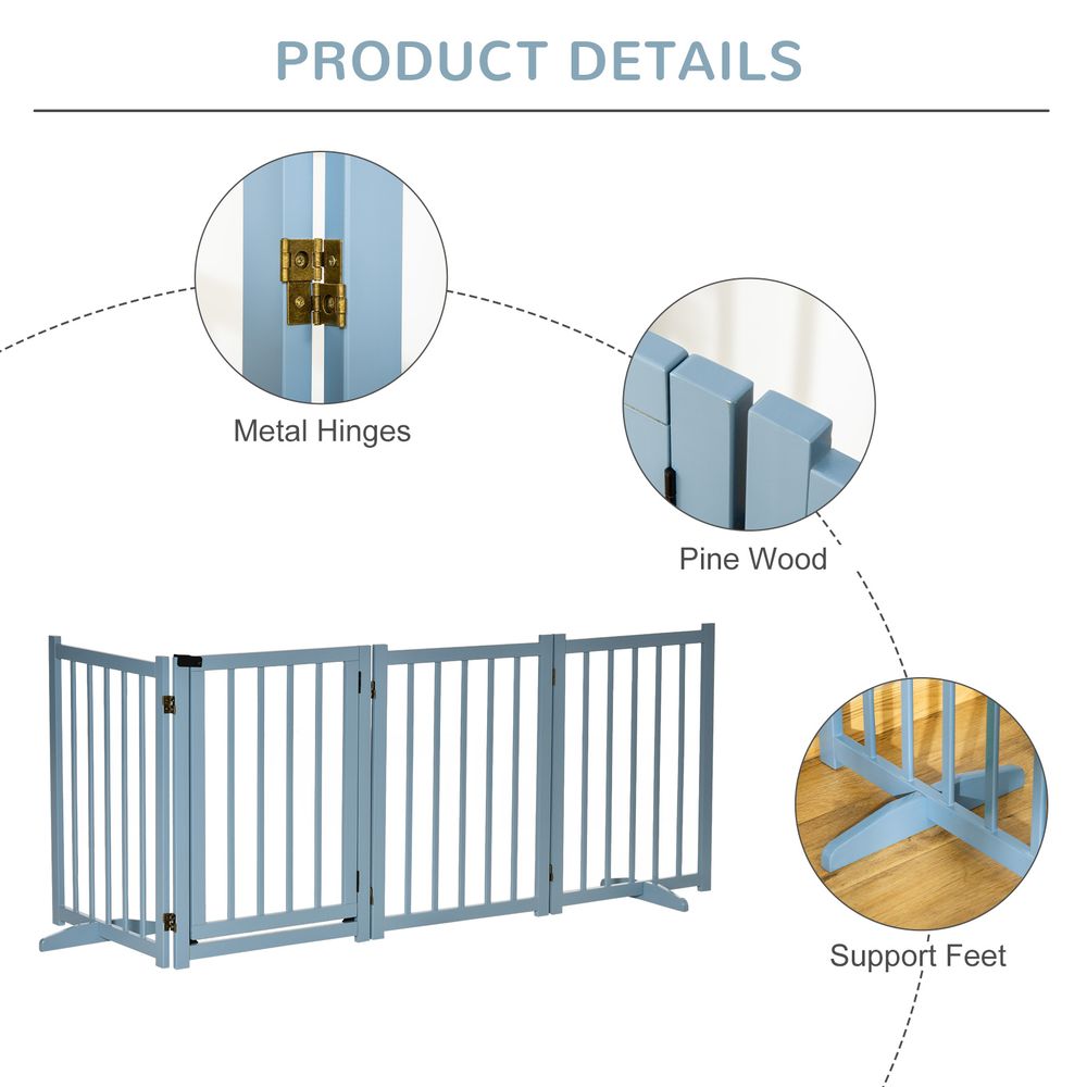 Wooden Foldable Dog Safety Barrier — Blue Grey