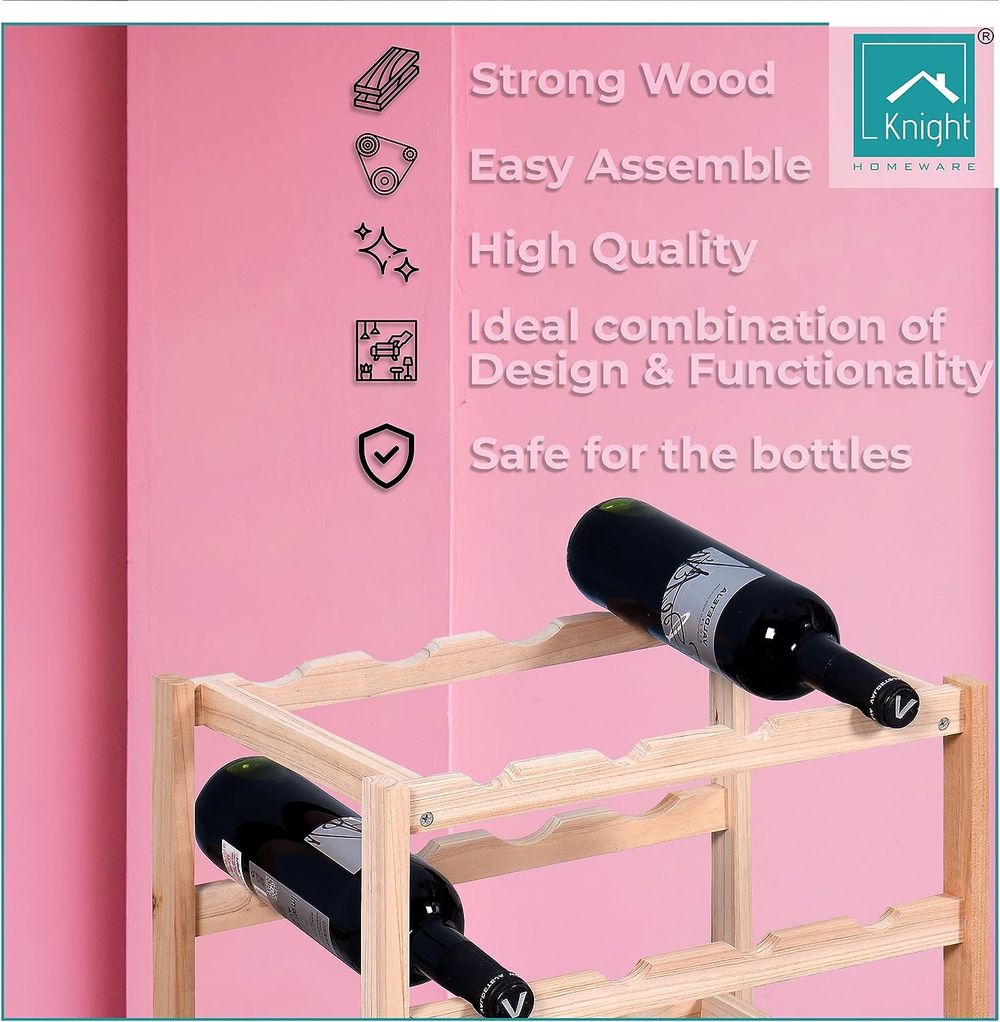 4 Tier Wooden Wine Rack — Natural