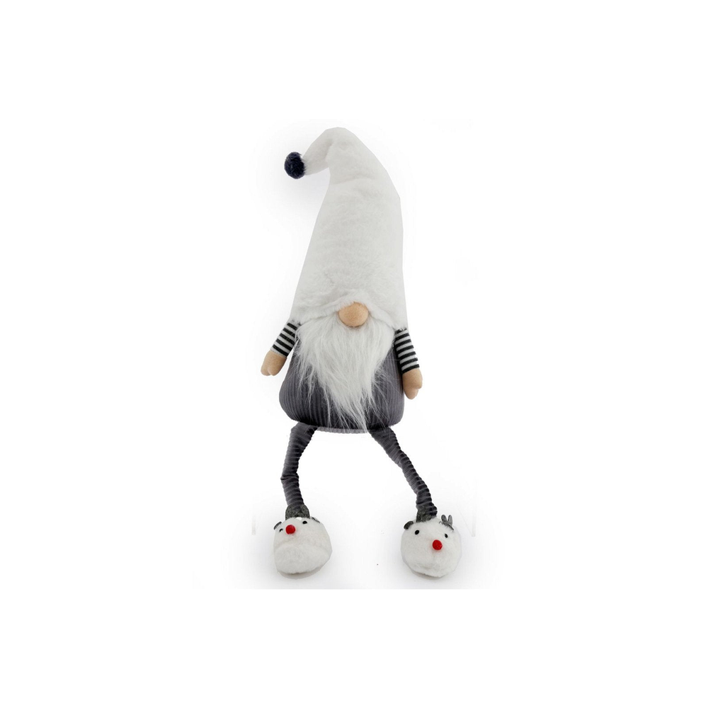 Grey & White Sitting Gonk With Slippers