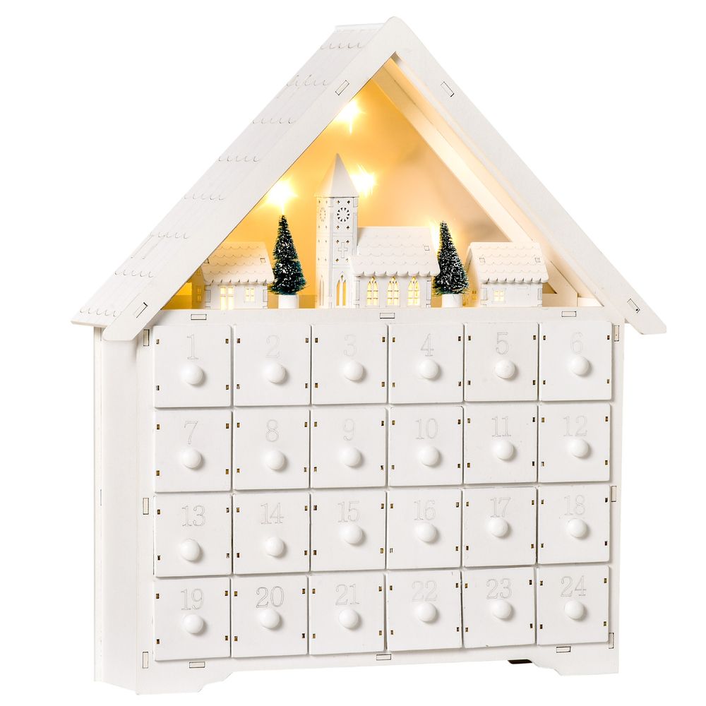 Wooden Christmas Advent Calendar with LED lighting