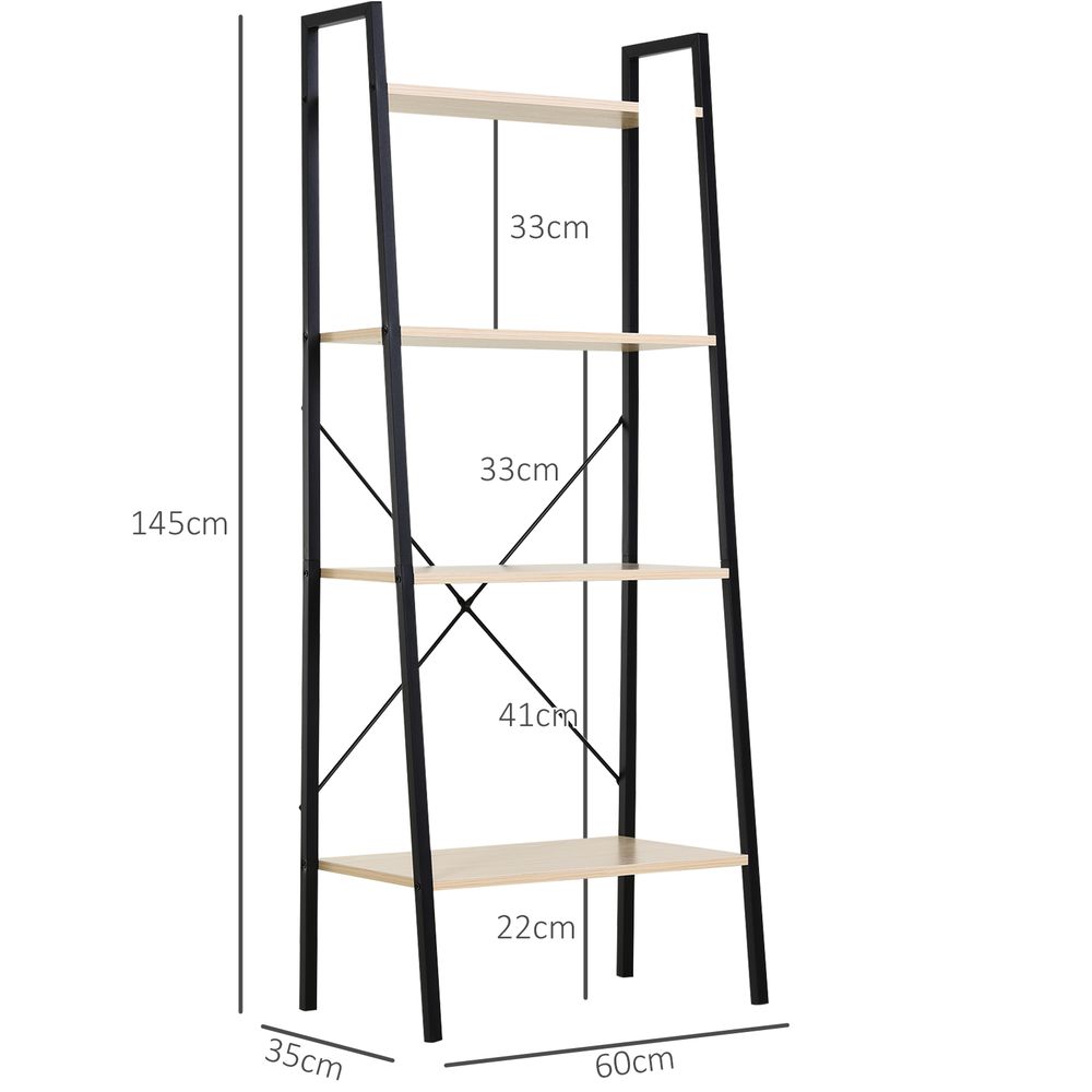 4-Tier Minimalistic Ladder Shelf Unit Steel Frame