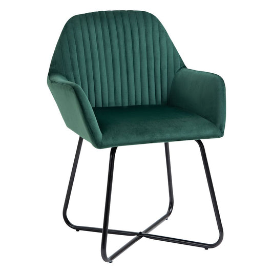 Velvet-Feel Upholstered Armchair — Green