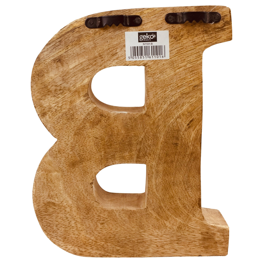 Hand Carved Wooden Embossed Letter B
