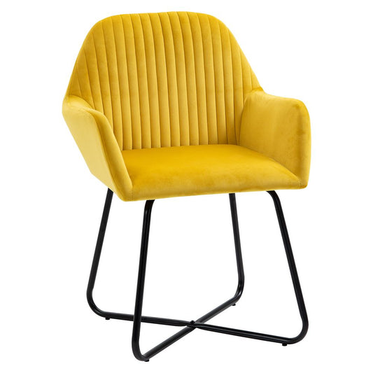 Velvet-Feel Upholstered Lounge Armchair — Yellow