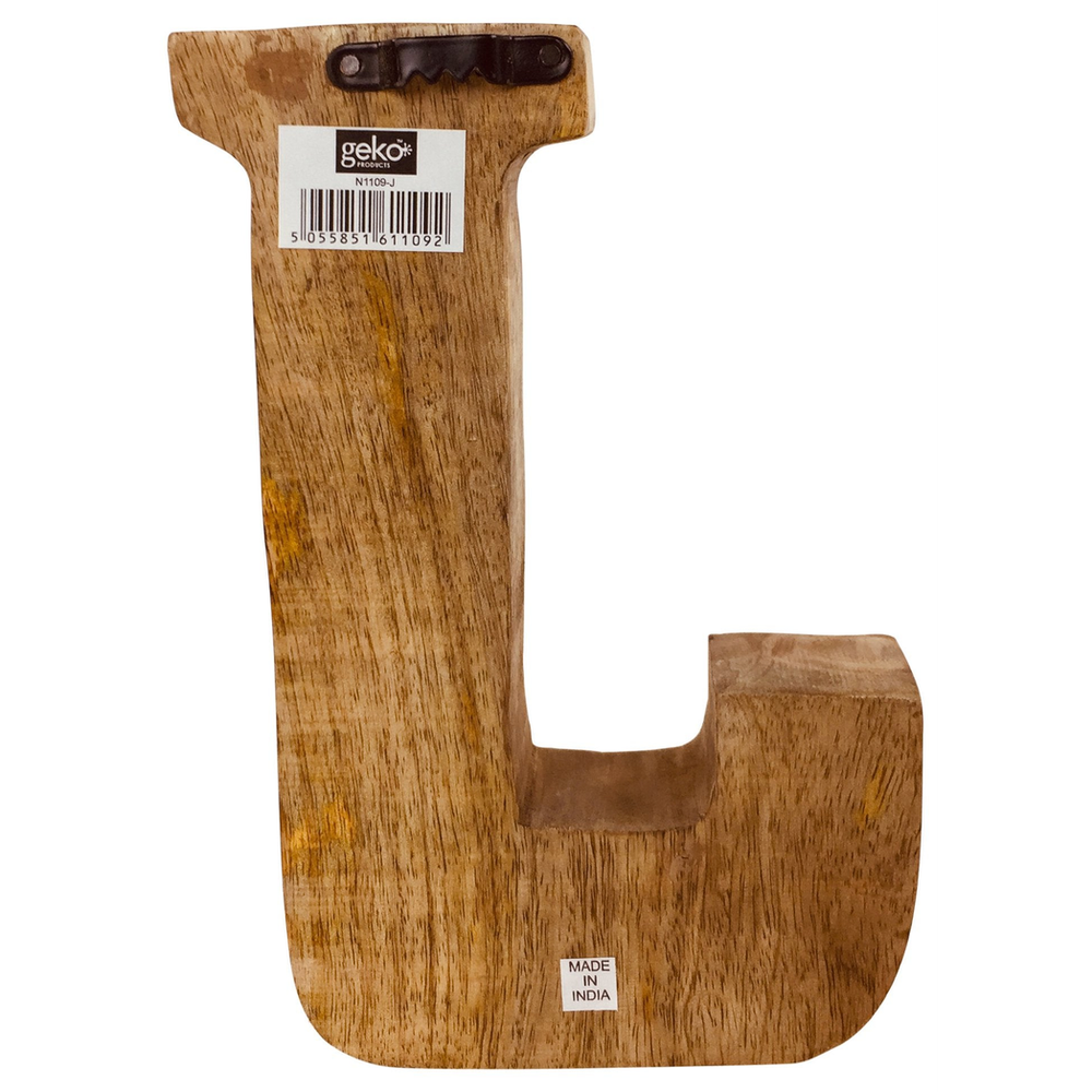 Hand Carved Wooden Embossed Letter J