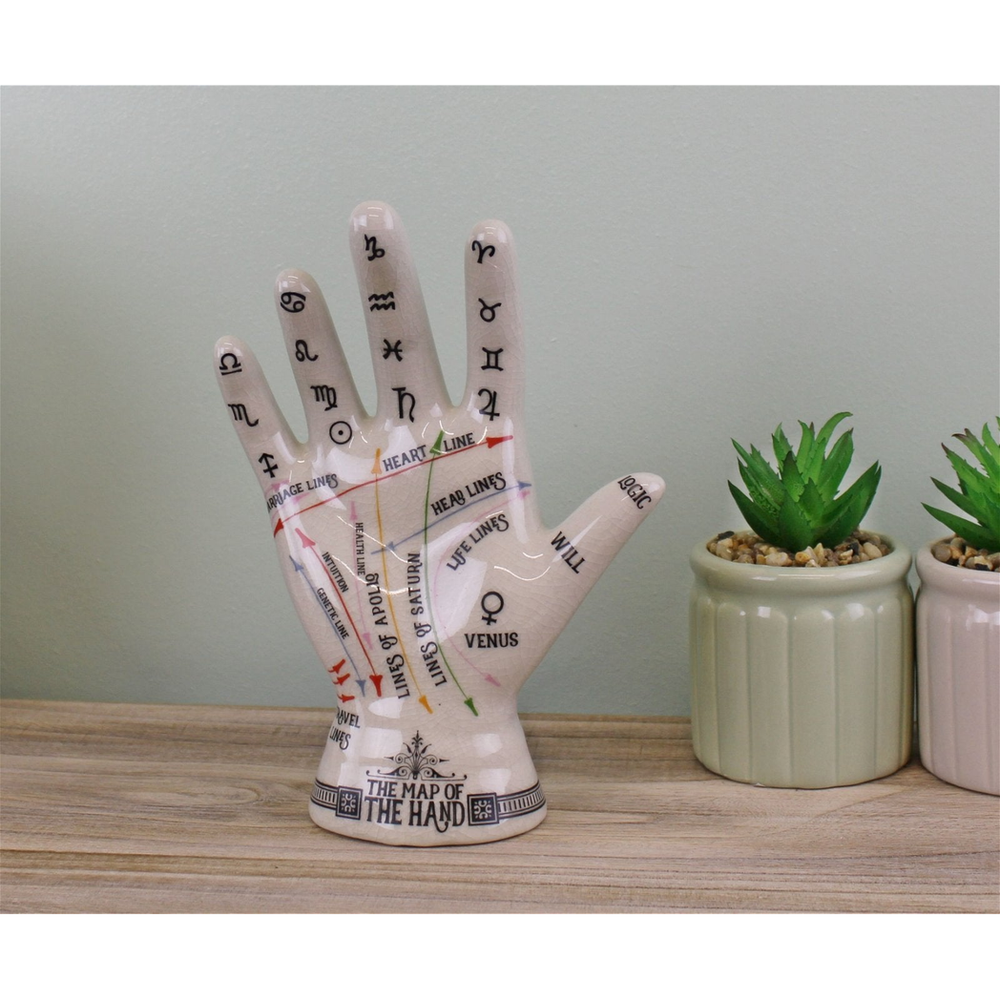 Ceramic Crackle Phrenology Hand