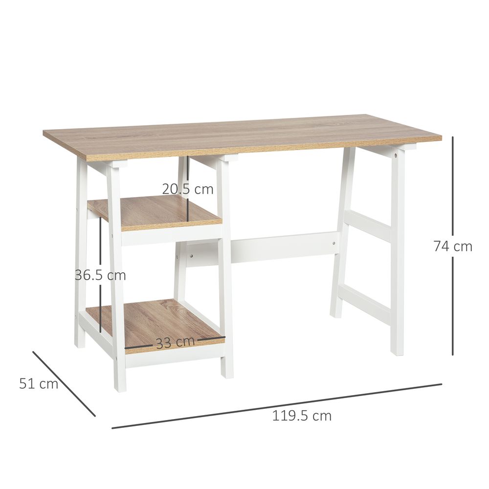 Desk with Storage Shelves — Natural