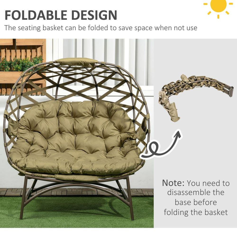 2X Seater Outdoor Egg Chair  — Khaki