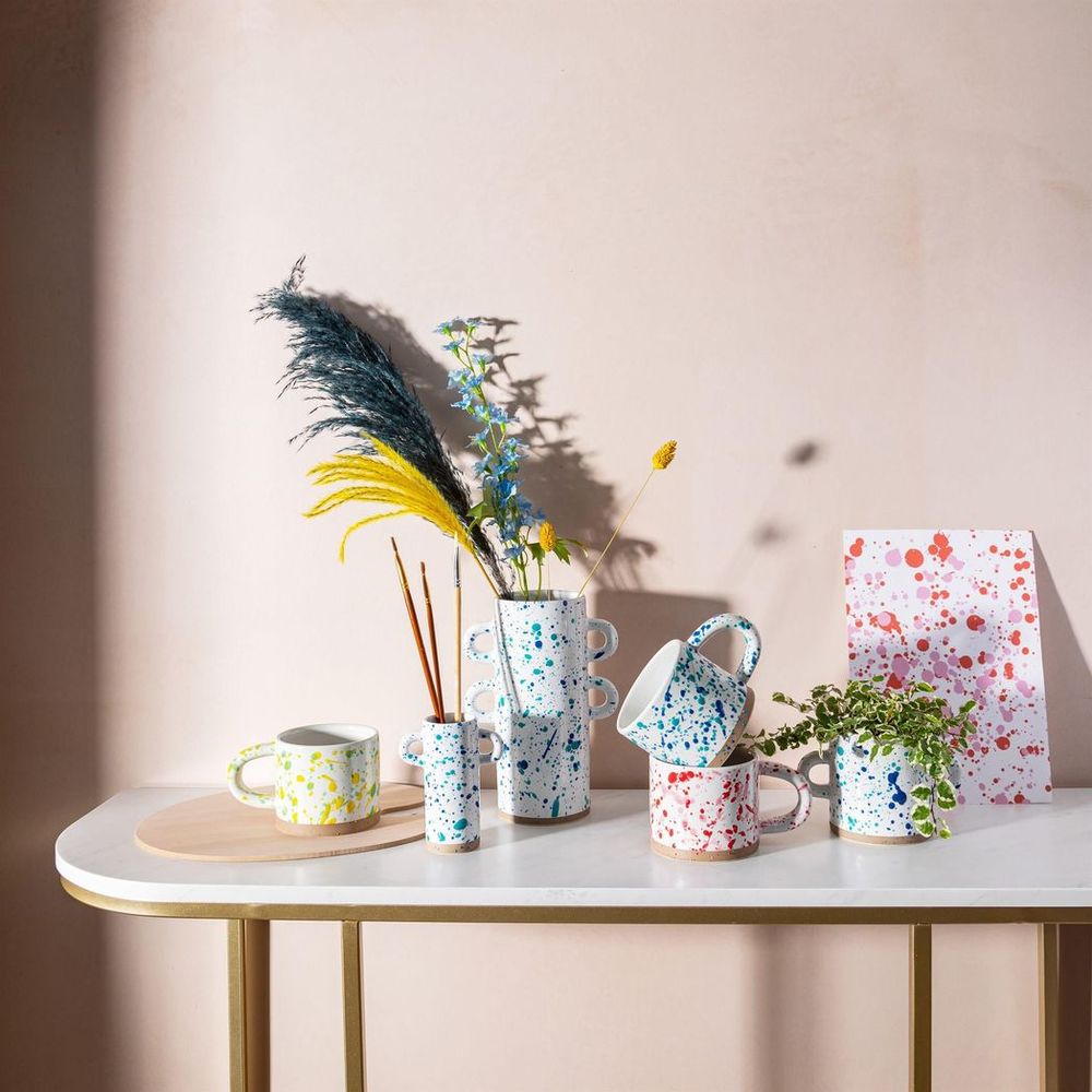 Yellow and Green Splatterware Mug