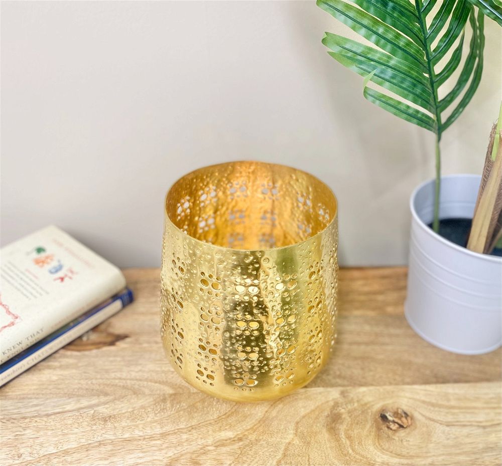 Large Gold Candle Pot