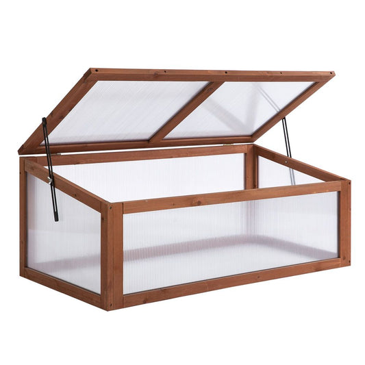 Wooden Greenhouse with Openable & Tilted Top Cover