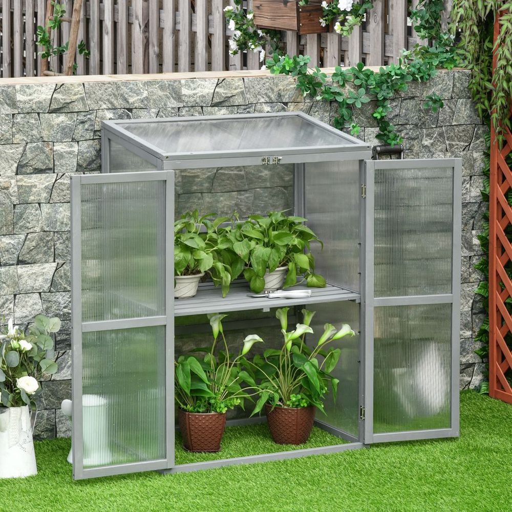 Wood Cold Frame Greenhouse — Grey