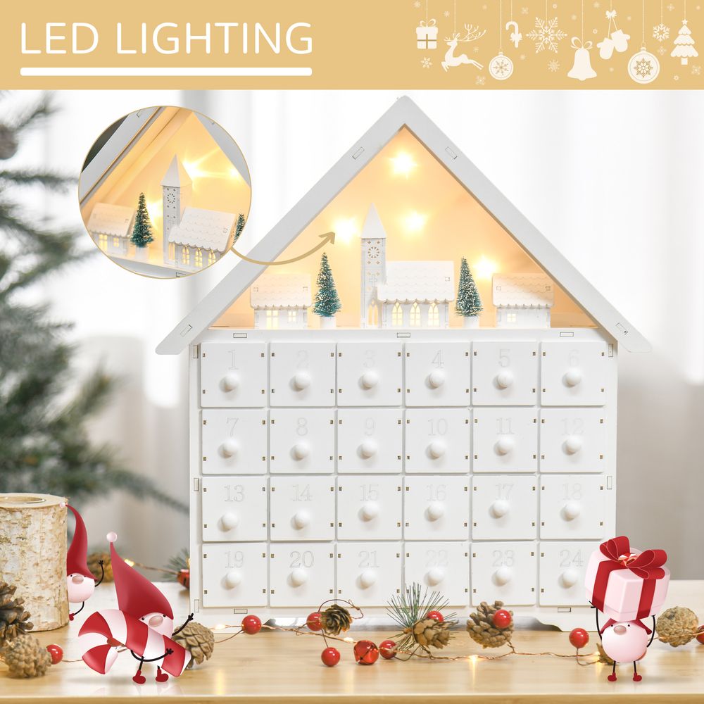 Wooden Christmas Advent Calendar with LED lighting