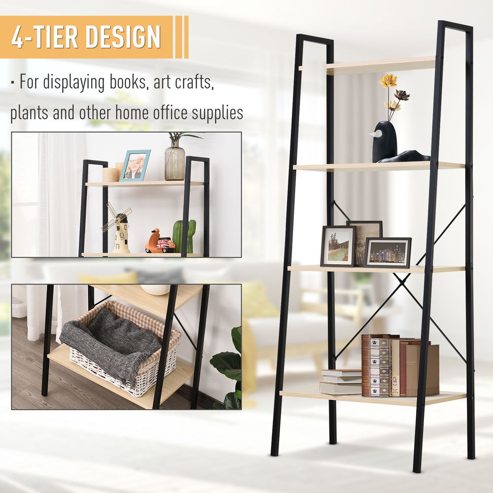 4-Tier Minimalistic Ladder Shelf Unit Steel Frame