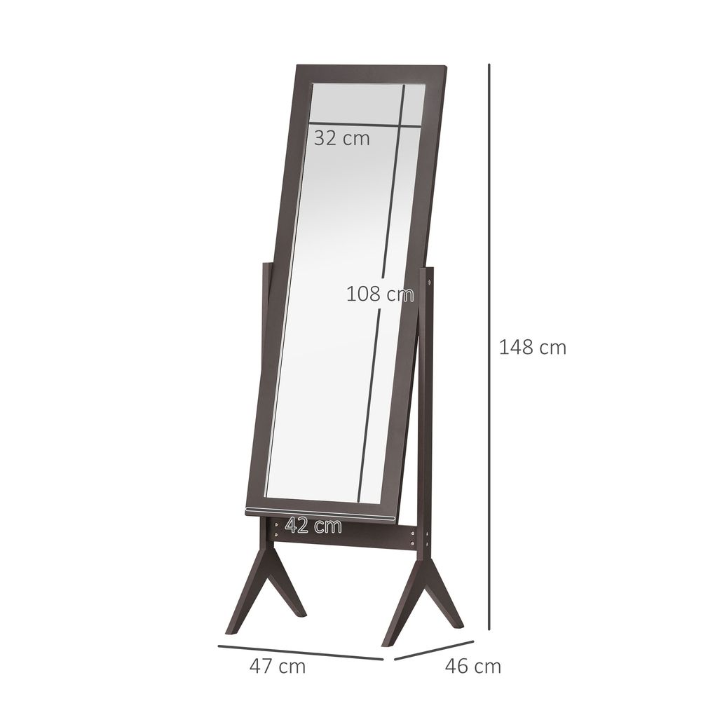 Freestanding Dressing Mirror — Dark Brown Frame
