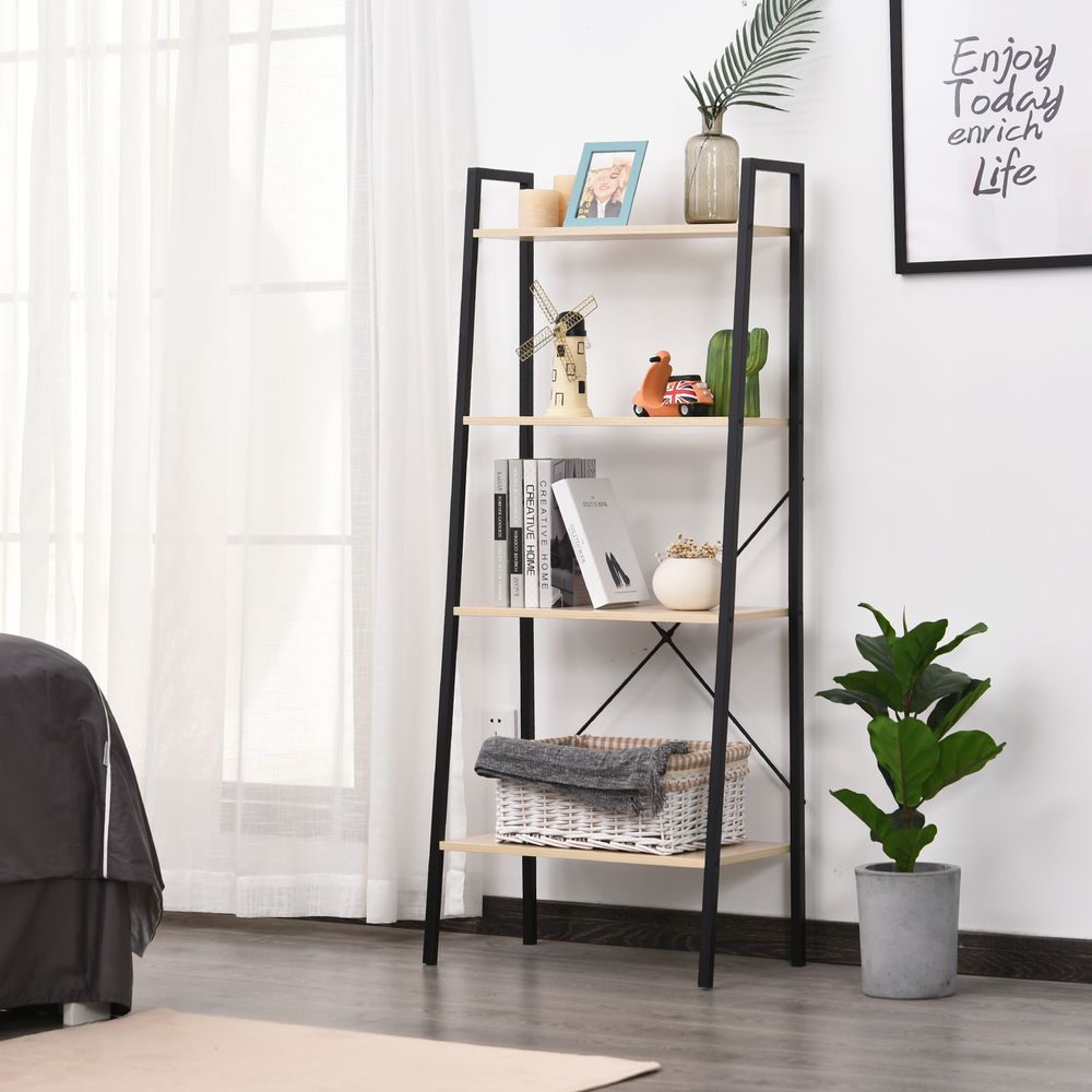 4-Tier Minimalistic Ladder Shelf Unit Steel Frame