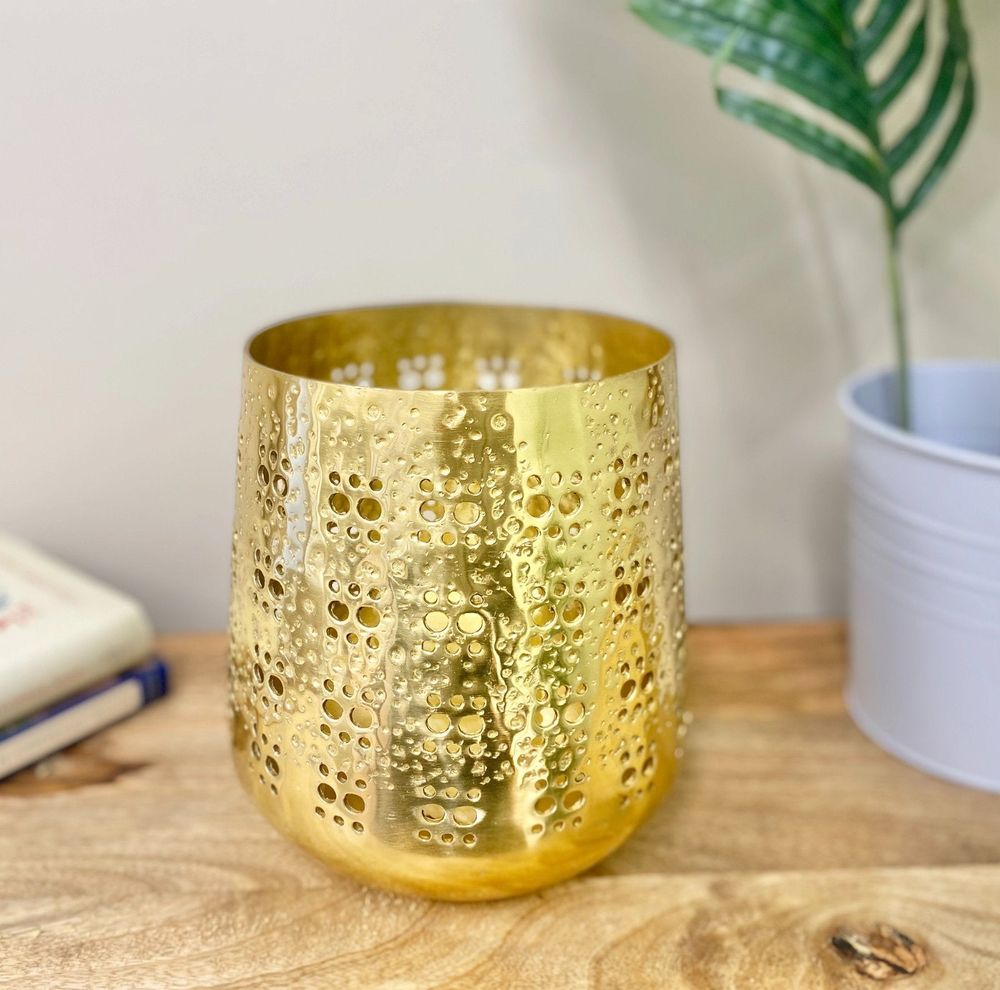 Large Gold Candle Pot