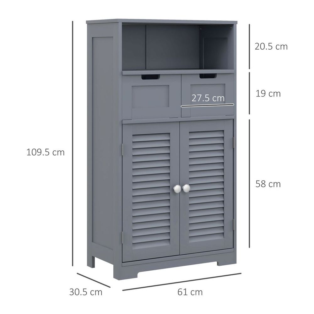 Bathroom Storage Cabinet with Louvred Doors