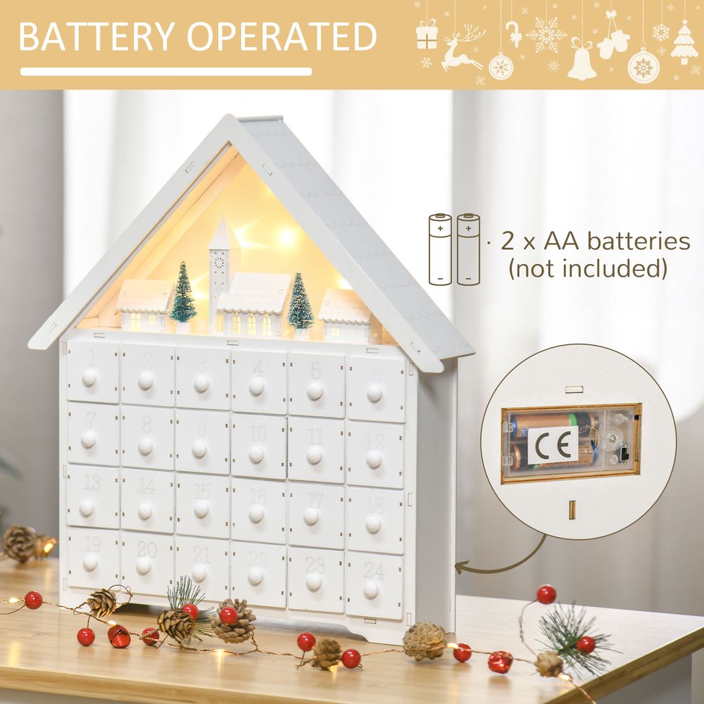 Wooden Christmas Advent Calendar with LED lighting