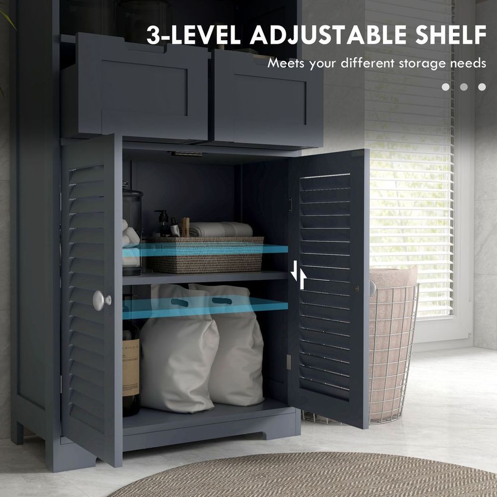 Bathroom Storage Cabinet with Louvred Doors