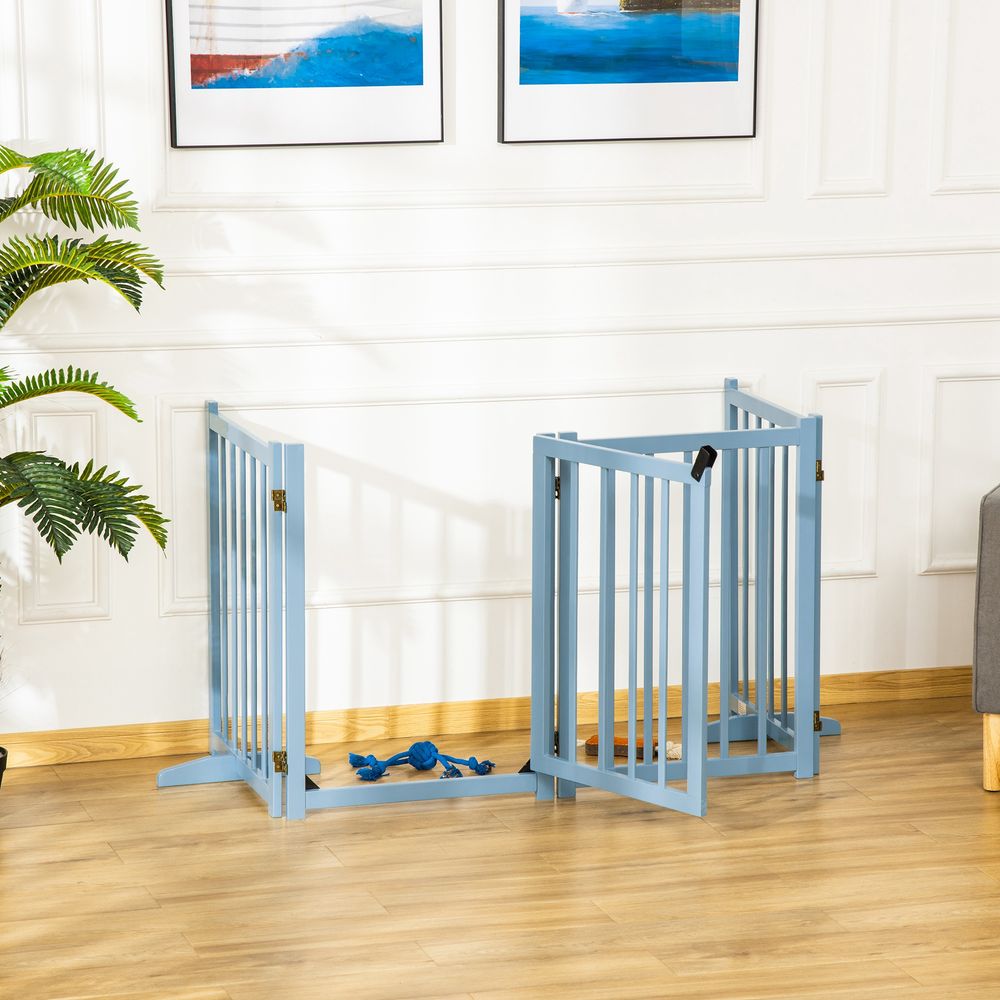 Wooden Foldable Dog Safety Barrier — Blue Grey