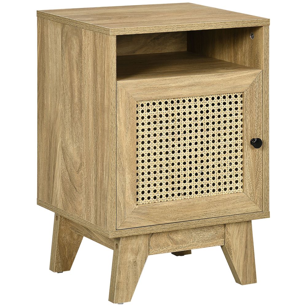 Bedside Table with Rattan Door