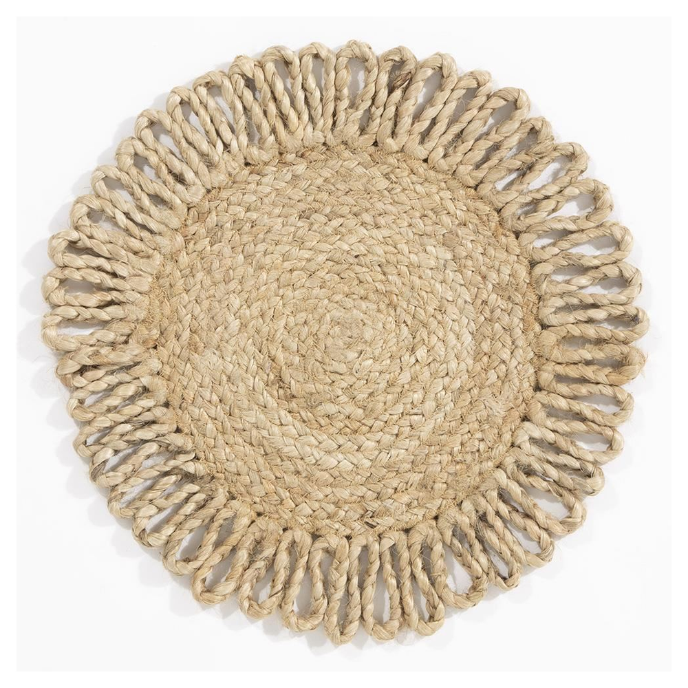 Thames Jute Star Crochet Natural Placement, Set of 2