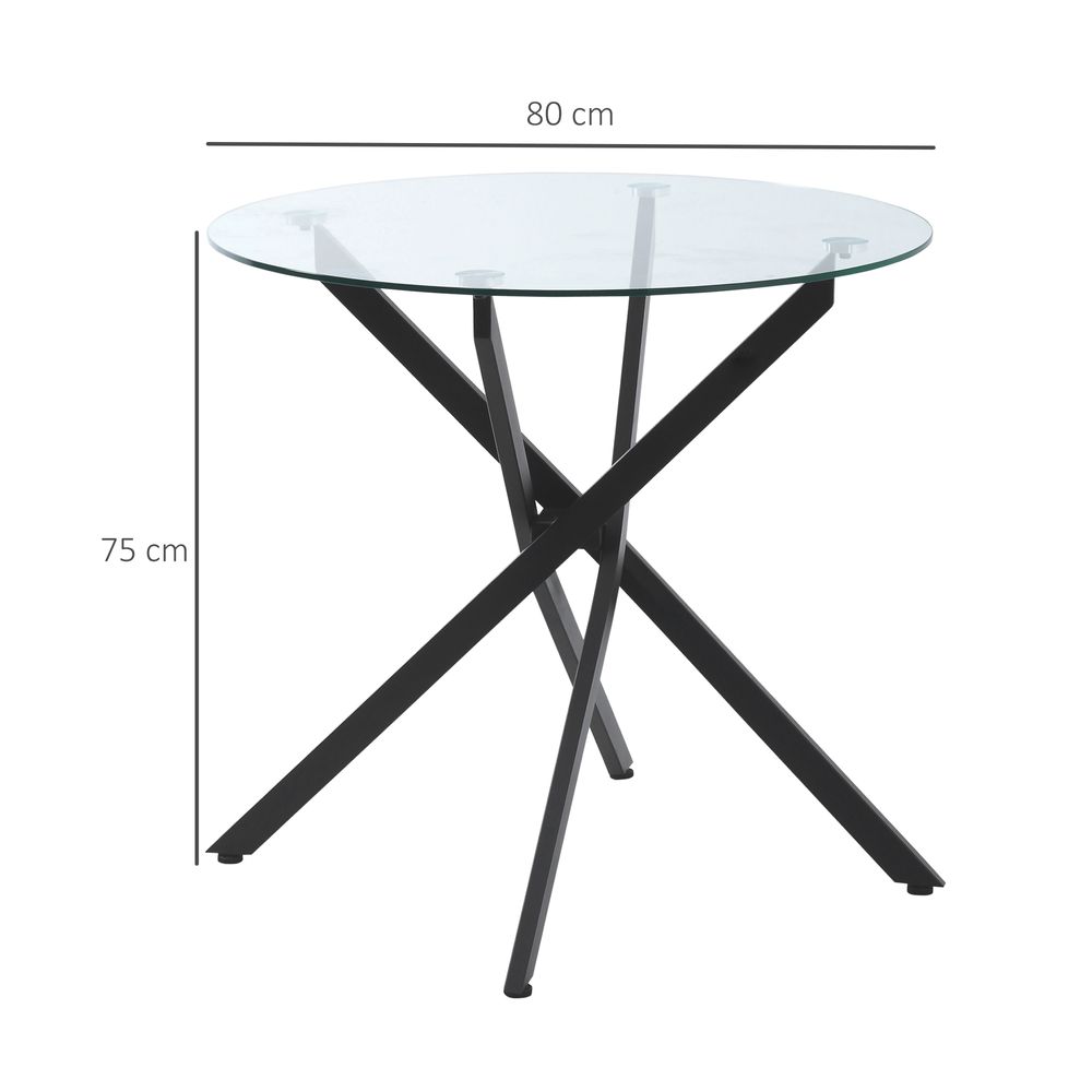 Clear Glass Round Dining Table — Black