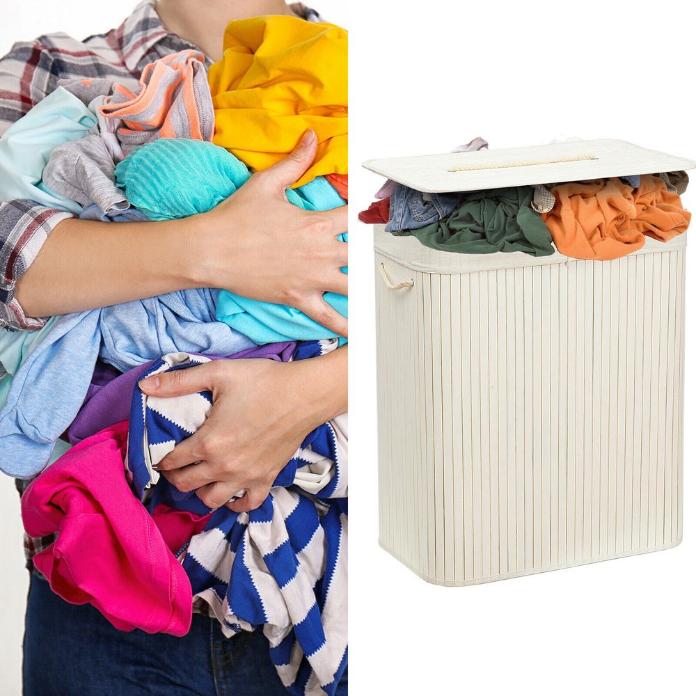 Bamboo Laundry Basket — White