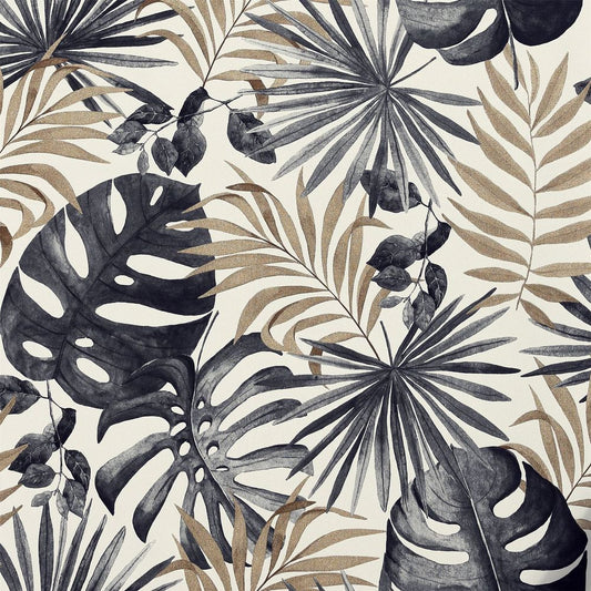 Jungle Wall Black & Gold Wallpaper