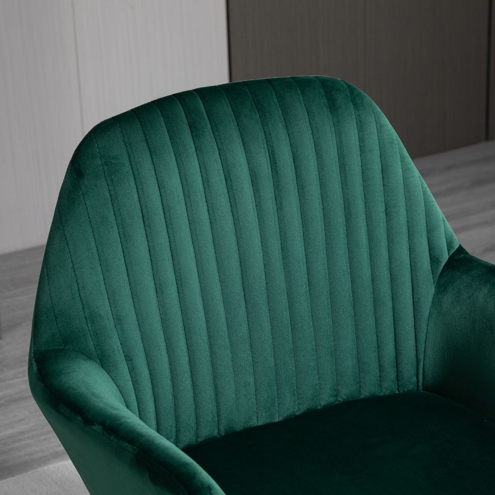 Velvet-Feel Upholstered Armchair — Green