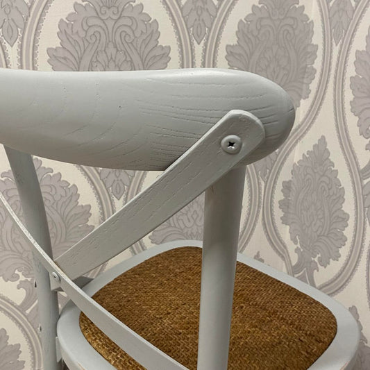 French Cross Back Chair — Grey